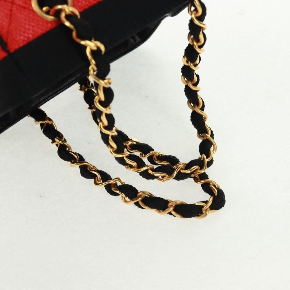 Chanel Raffia Chain Handbag Red - Picture 9 of 15